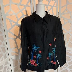 SilkLand Tropical Zip front Jacket Size L